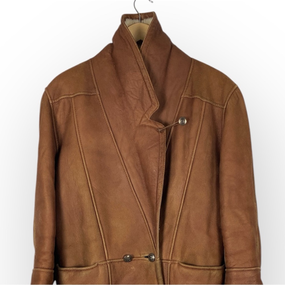 Vintage Ardney Authentic Shearling Lined Genuine Leather Double Breasted Coat - Picture 6 of 10